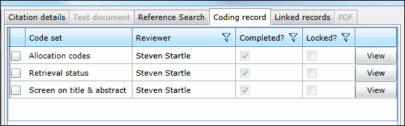 Coding record tab